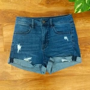 PacSun Distressed High Rise Super Stretch Jean Shorts